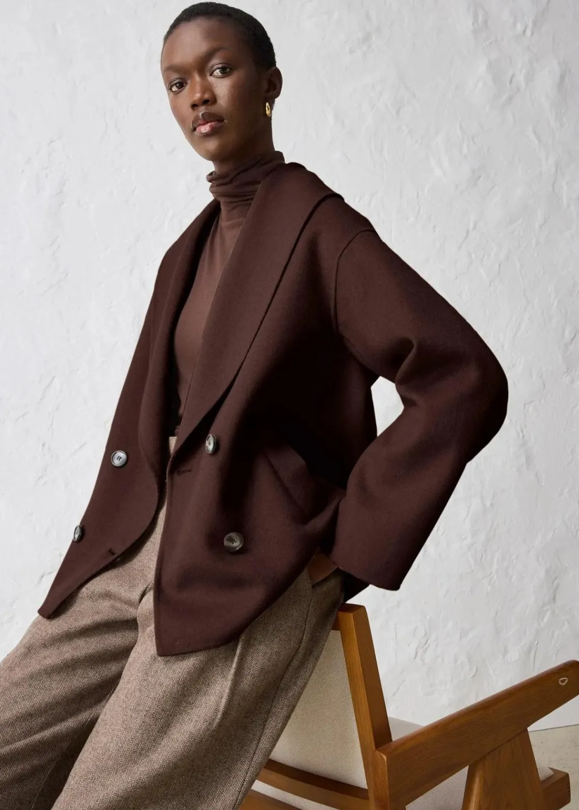 bonprix Premium|Jacken & Mäntel^Oversize Jacke aus weichem Woll-Mix dunkelbraun