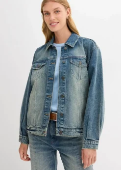 bonprix Bekleidung·Hosen|Jacken & Mäntel^Oversize Jeansjacke hellblau denim used