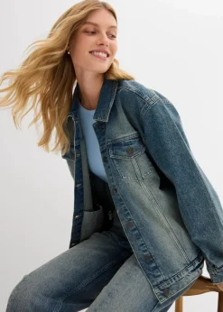 bonprix Bekleidung·Hosen|Jacken & Mäntel^Oversize Jeansjacke hellblau denim used
