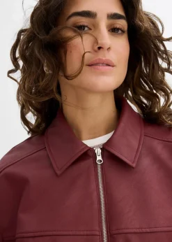 bonprix Bekleidung·Hosen|Jacken & Mäntel^Oversize Lederimitat-Jacke rubinrot