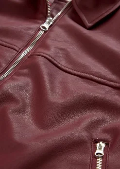 bonprix Bekleidung·Hosen|Jacken & Mäntel^Oversize Lederimitat-Jacke rubinrot
