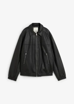 bonprix Nachhaltigere Materialien|Jacken & Mäntel^Oversize Lederimitat-Jacke schwarz