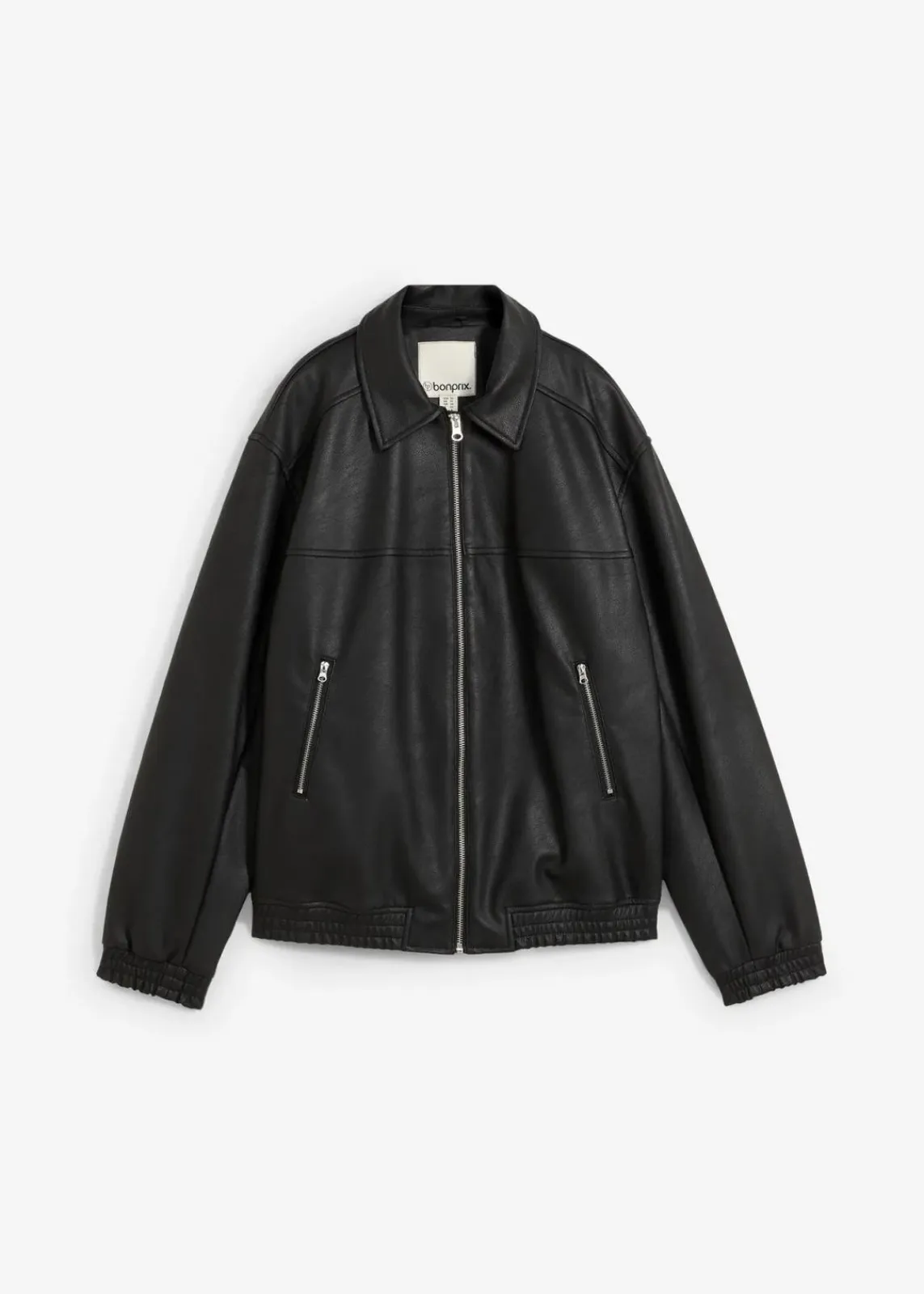 bonprix Nachhaltigere Materialien|Jacken & Mäntel^Oversize Lederimitat-Jacke schwarz