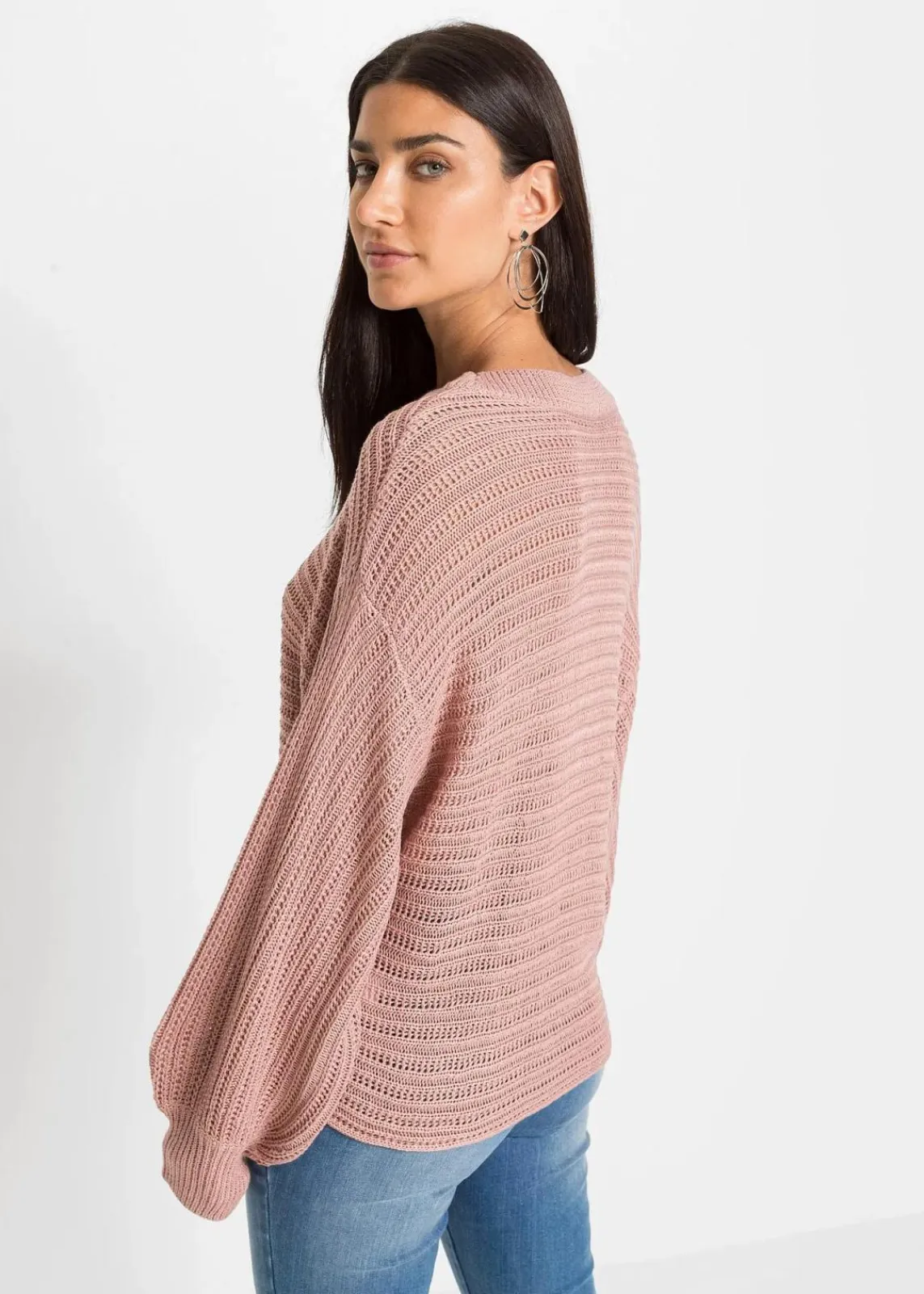 bonprix Strickmode|Pullover & Strickjacken^Oversize Lochstrick-Pullover vintagerosa