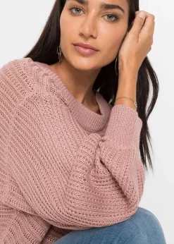 bonprix Strickmode|Pullover & Strickjacken^Oversize Lochstrick-Pullover vintagerosa