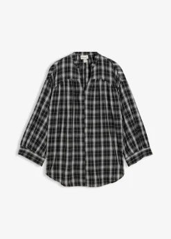 bonprix Bekleidung·Jacken & Mäntel^Oversize Longbluse schwarz/weiß kariert