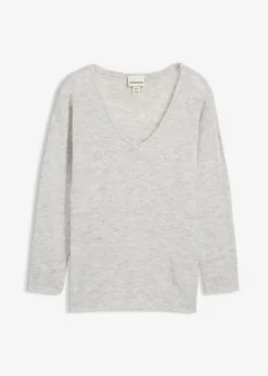 bonprix Bekleidung·Umstandsmode|Bekleidung·Jeans^Oversize Longpullover mit Seitenschlitzen hellgrau meliert