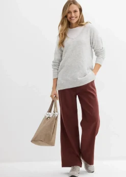 bonprix Bekleidung·Umstandsmode|Bekleidung·Jeans^Oversize Longpullover mit Seitenschlitzen hellgrau meliert