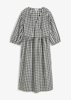 bonprix Bekleidung·Pullover & Strickjacken|Kleider^Oversize Midikleid schwarz/weiß kariert