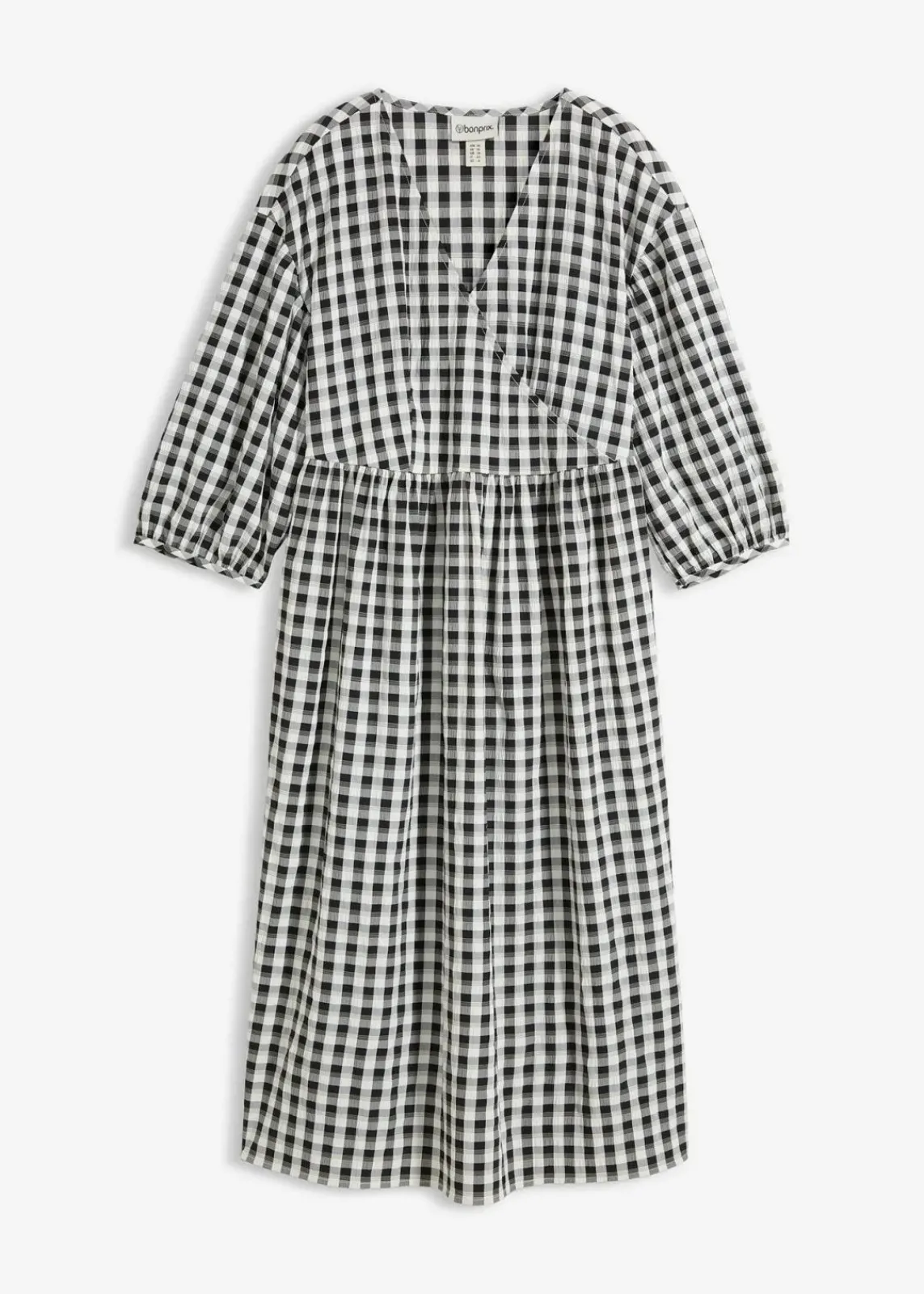 bonprix Bekleidung·Pullover & Strickjacken|Kleider^Oversize Midikleid schwarz/weiß kariert