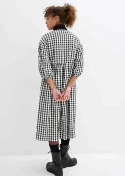 bonprix Bekleidung·Pullover & Strickjacken|Kleider^Oversize Midikleid schwarz/weiß kariert