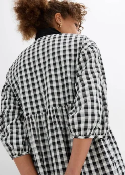bonprix Bekleidung·Pullover & Strickjacken|Kleider^Oversize Midikleid schwarz/weiß kariert