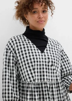 bonprix Bekleidung·Pullover & Strickjacken|Kleider^Oversize Midikleid schwarz/weiß kariert