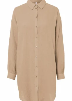 bonprix Bekleidung·Jacken & Mäntel|Blusen & Tuniken^Oversize Musselin-Longbluse latte macchiato