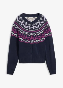 bonprix Bekleidung·Jeans|Pullover & Strickjacken^Oversize Norweger-Strickjacke dunkelblau norwegermuster