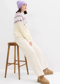 bonprix Pullover & Strickjacken|Bekleidung·Jeans^Oversize Norweger-Strickjacke perlweiß norwegermuster