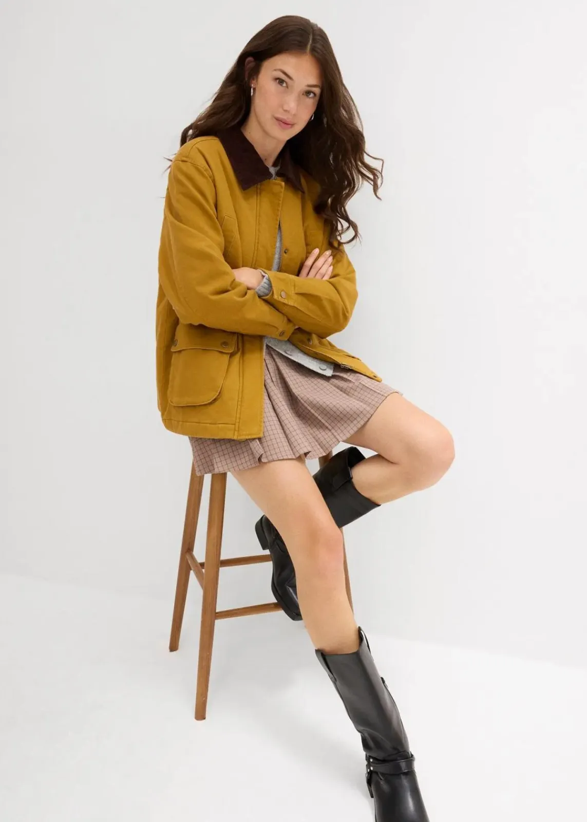 bonprix Jacken & Mäntel^Oversize Parka goldbraun/dunkelbraun