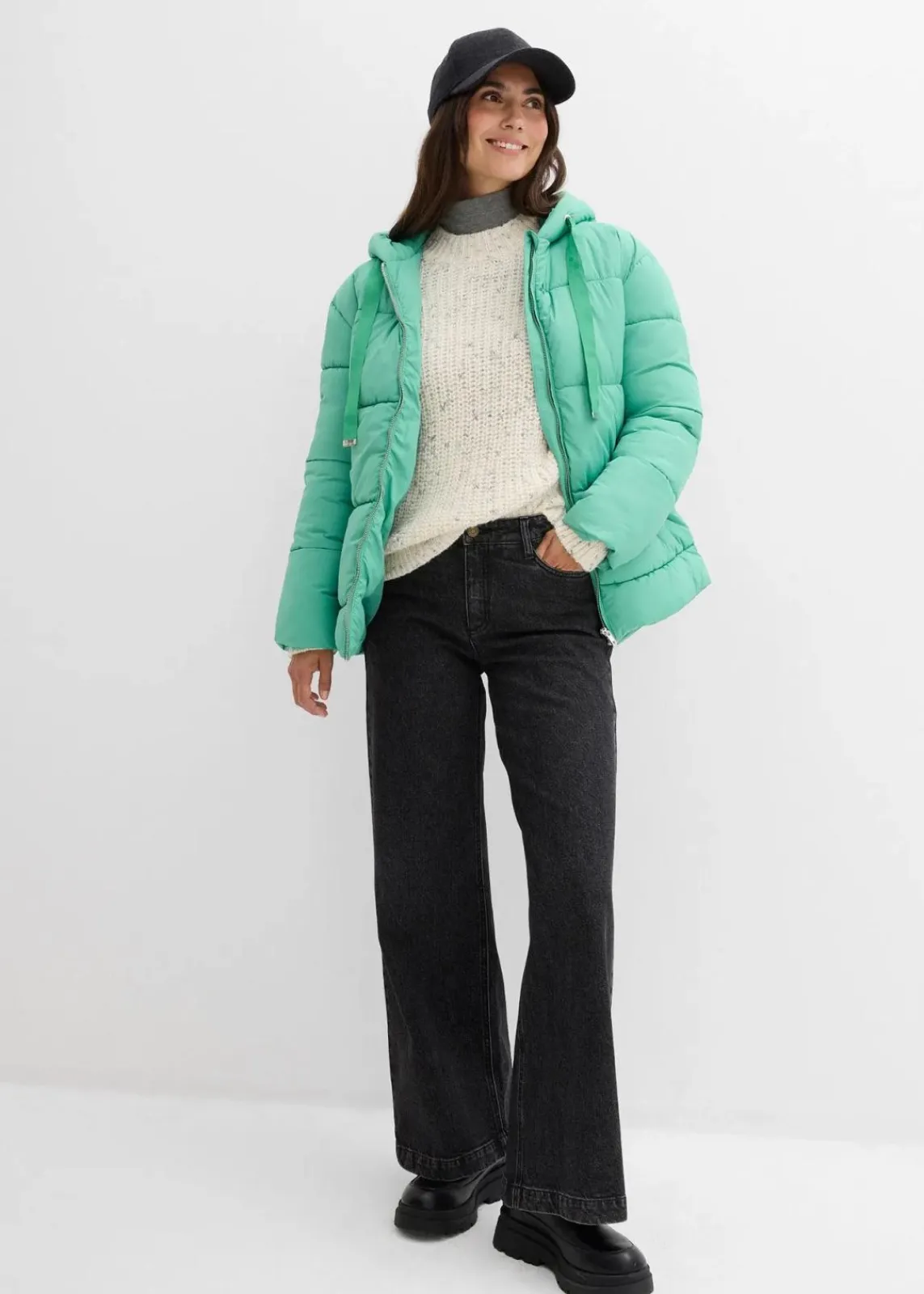 bonprix Jacken & Mäntel|Nachhaltigere Materialien^Oversize Puffer-Jacke perlgrün