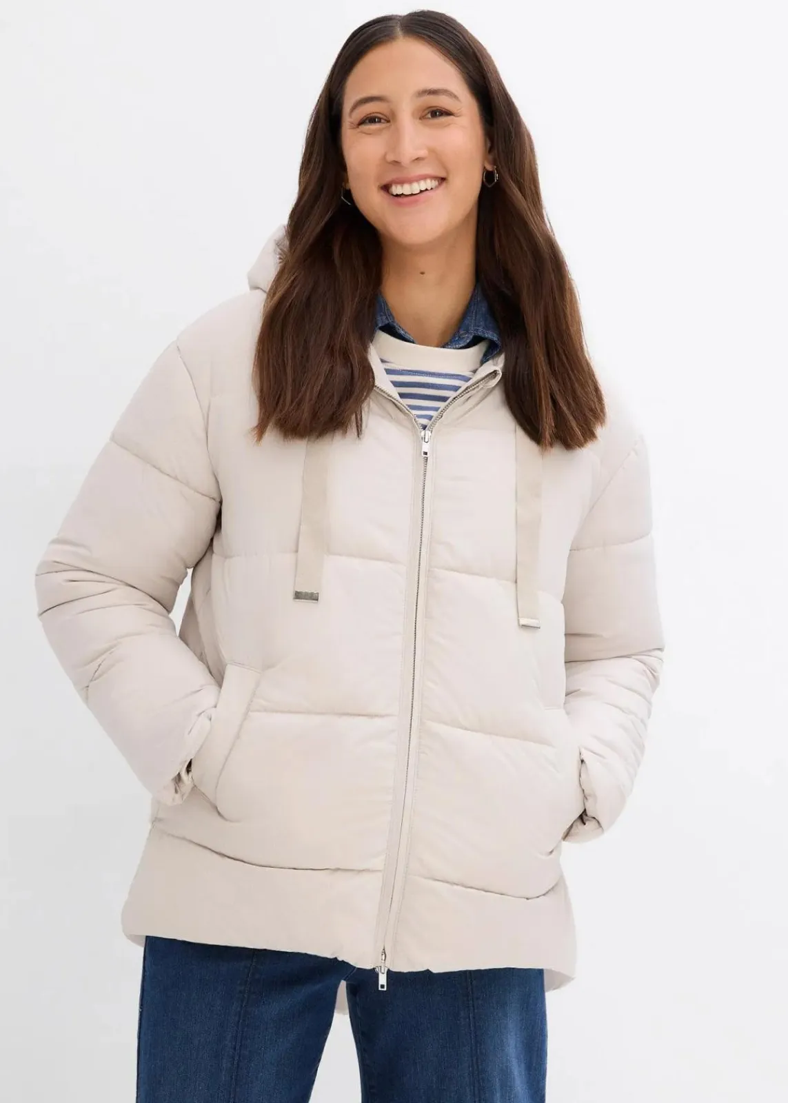 bonprix Jacken & Mäntel|Nachhaltigere Materialien^Oversize Puffer-Jacke kitt