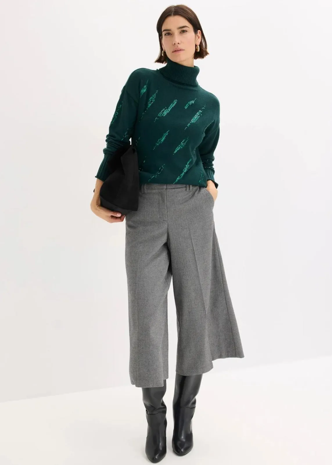 bonprix Bekleidung·Umstandsmode|Bekleidung·Jeans^Oversize Pullover aus softem Viskose-Mix tiefgrün