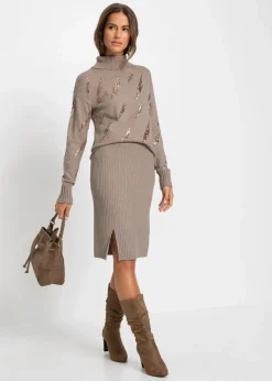 bonprix Pullover & Strickjacken|Strickmode^Oversize Pullover aus softem Viskose-Mix hellbraun meliert