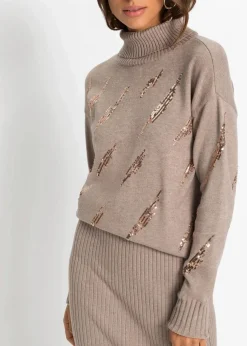 bonprix Pullover & Strickjacken|Strickmode^Oversize Pullover aus softem Viskose-Mix hellbraun meliert