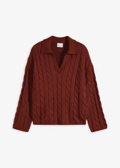 bonprix Pullover & Strickjacken|Nachhaltigere Materialien^Oversize Pullover aus weichem Kaschmir-Mix mahagonibraun