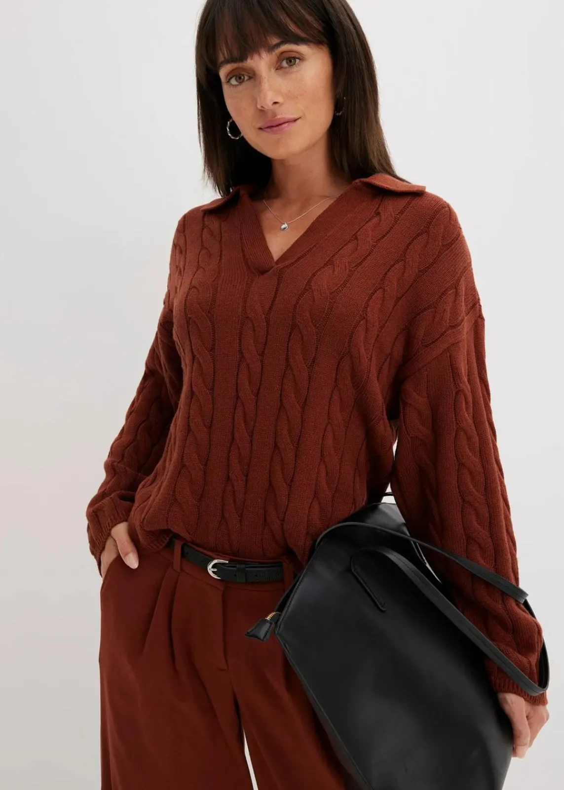 bonprix Pullover & Strickjacken|Nachhaltigere Materialien^Oversize Pullover aus weichem Kaschmir-Mix mahagonibraun