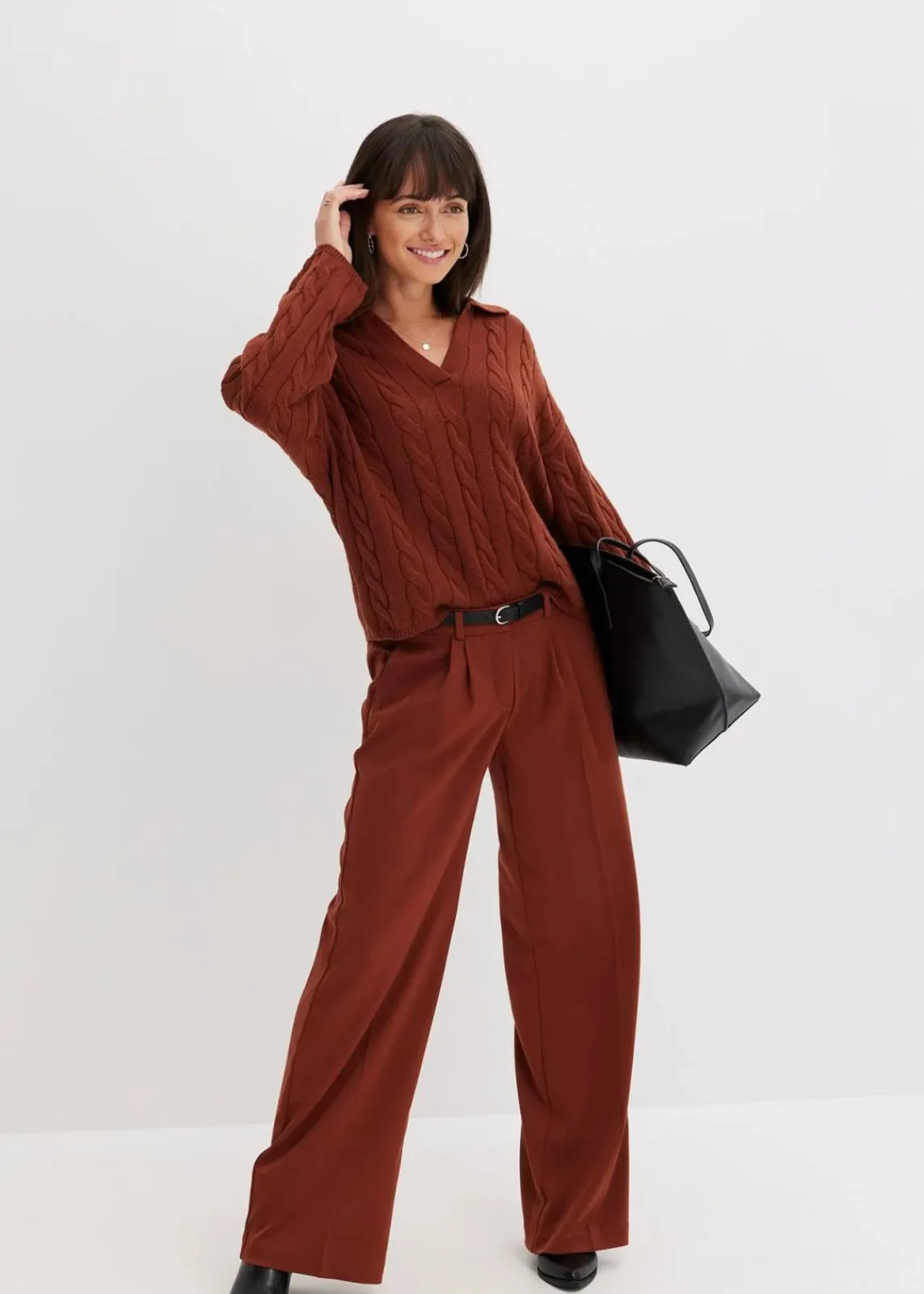 bonprix Pullover & Strickjacken|Nachhaltigere Materialien^Oversize Pullover aus weichem Kaschmir-Mix mahagonibraun