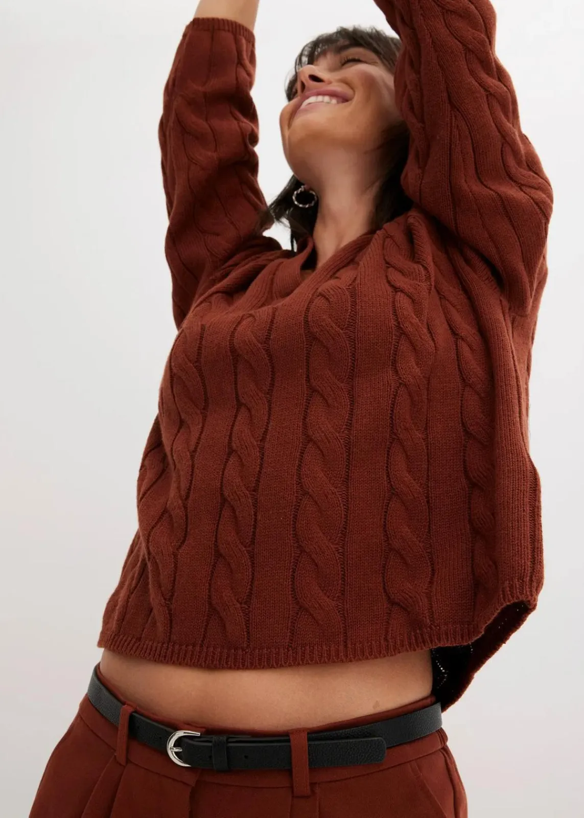 bonprix Pullover & Strickjacken|Nachhaltigere Materialien^Oversize Pullover aus weichem Kaschmir-Mix mahagonibraun