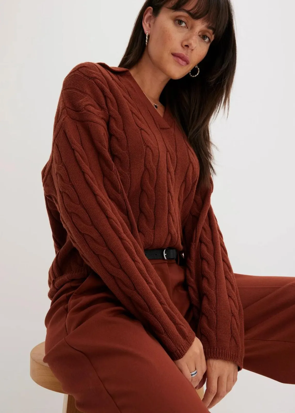 bonprix Pullover & Strickjacken|Nachhaltigere Materialien^Oversize Pullover aus weichem Kaschmir-Mix mahagonibraun