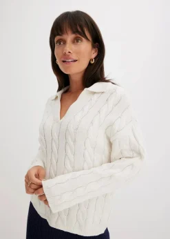 bonprix Bekleidung·Umstandsmode|Strickmode^Oversize Pullover aus weichem Kaschmir-Mix wollweiß