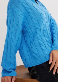 bonprix Bekleidung·Umstandsmode|Strickmode^Oversize Pullover aus weichem Kaschmir-Mix brilliantblau