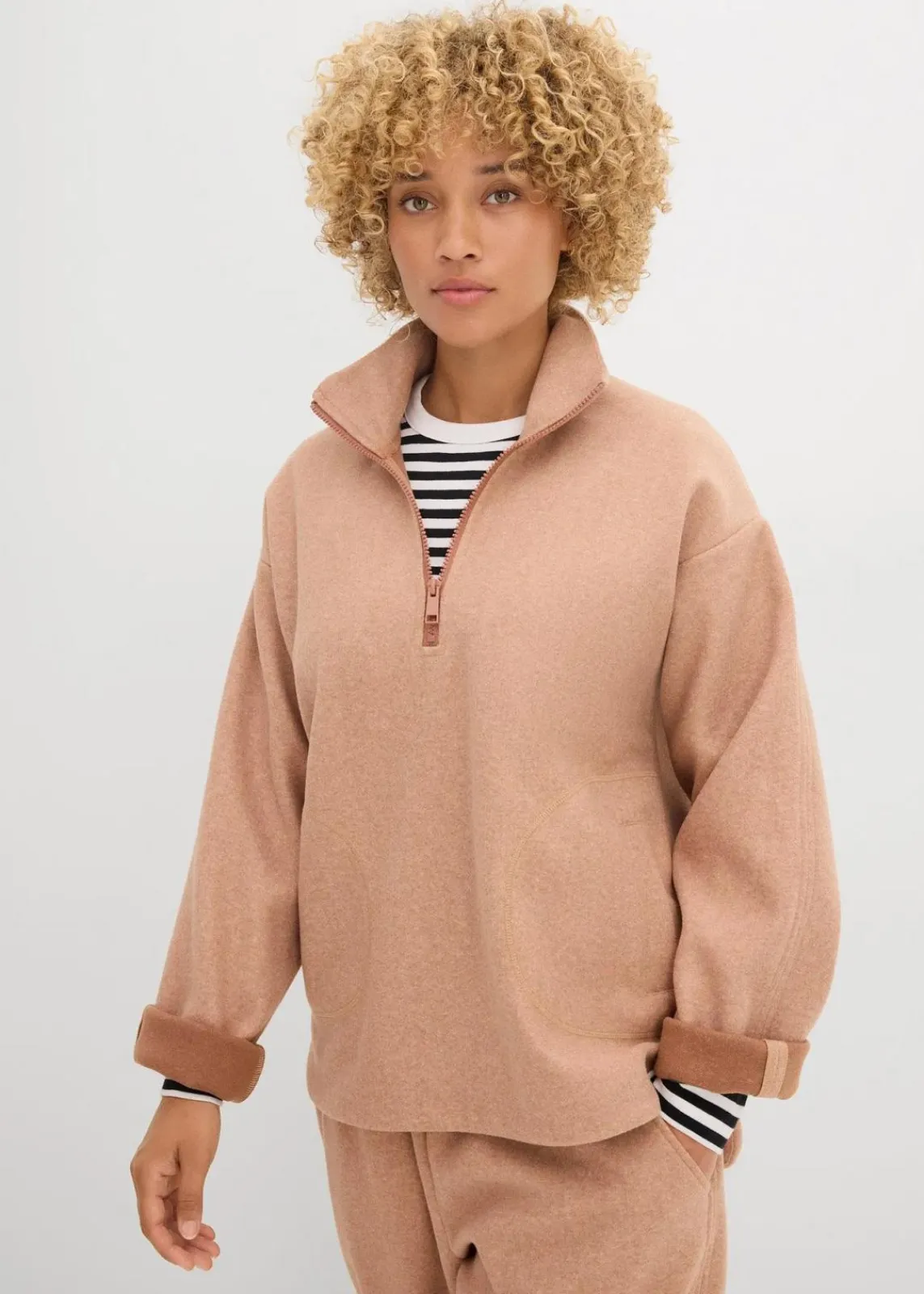 bonprix Bekleidung·Blusen & Tuniken|Zweiteiler & Sets^Oversize Pullover in Wolloptik schokosorbet meliert