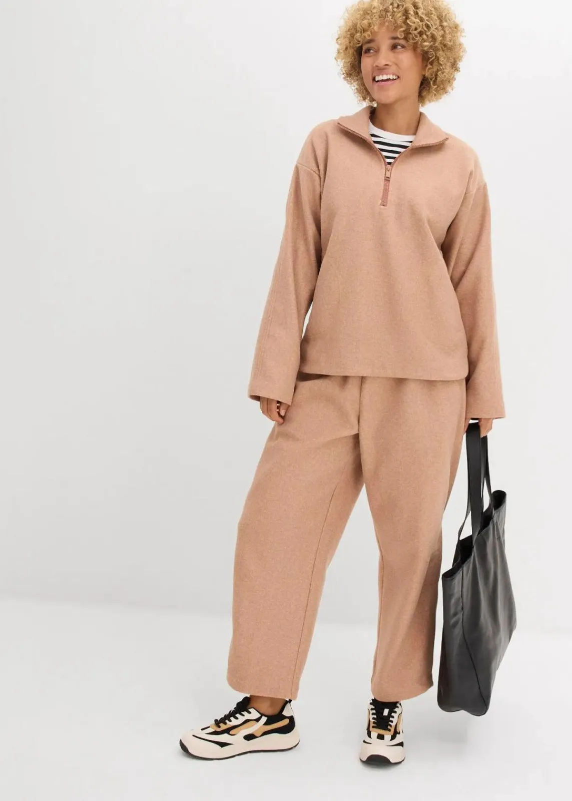 bonprix Bekleidung·Blusen & Tuniken|Zweiteiler & Sets^Oversize Pullover in Wolloptik schokosorbet meliert