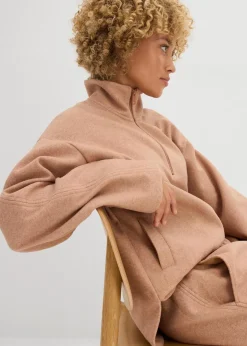 bonprix Bekleidung·Blusen & Tuniken|Zweiteiler & Sets^Oversize Pullover in Wolloptik schokosorbet meliert