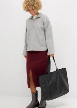 bonprix Sweat|Zweiteiler & Sets^Oversize Pullover in Wolloptik schattengrau meliert