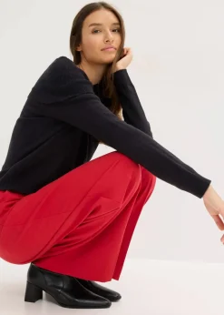 bonprix Pullover & Strickjacken|Strickmode^Oversize Pullover mit Camrenausschnitt schwarz