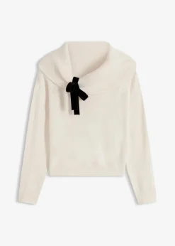 bonprix Bekleidung·Umstandsmode|Bekleidung·Jeans^Oversize Pullover mit Camrenausschnitt wollweiß