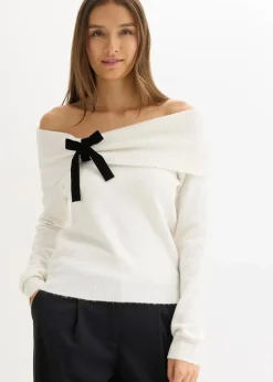 bonprix Bekleidung·Umstandsmode|Bekleidung·Jeans^Oversize Pullover mit Camrenausschnitt wollweiß