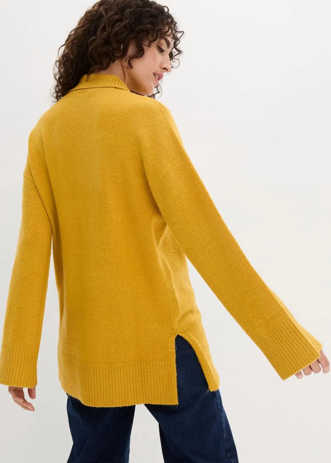 bonprix Bekleidung·Umstandsmode|Bekleidung·Jeans^Oversize Pullover mit Turtleneck und Seitenschlitzen ockergold