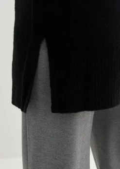 bonprix Bekleidung·Umstandsmode|Bekleidung·Jeans^Oversize Pullover mit Turtleneck und Seitenschlitzen schwarz