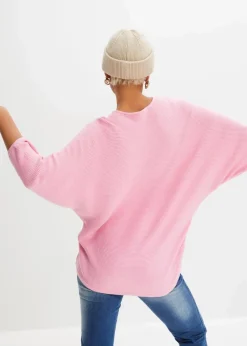 bonprix Strickmode|Pullover & Strickjacken^Oversize Ripp-Pullover aus Viskose-Mix rosa