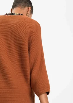 bonprix Strickmode|Pullover & Strickjacken^Oversize Ripp-Pullover aus Viskose-Mix orangebraun