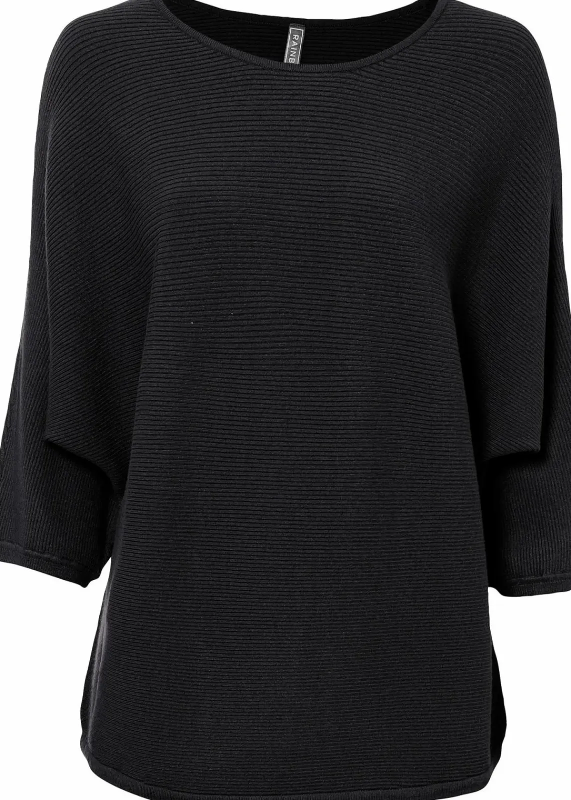 bonprix Strickmode|Pullover & Strickjacken^Oversize Ripp-Pullover aus Viskose-Mix schwarz