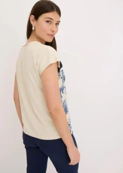 bonprix Shirts & Tops^Oversize Shirt mit Spitzenband natur/mattblau paisley