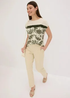 bonprix Shirts & Tops^Oversize Shirt mit Spitzenband natur/oliv paisley