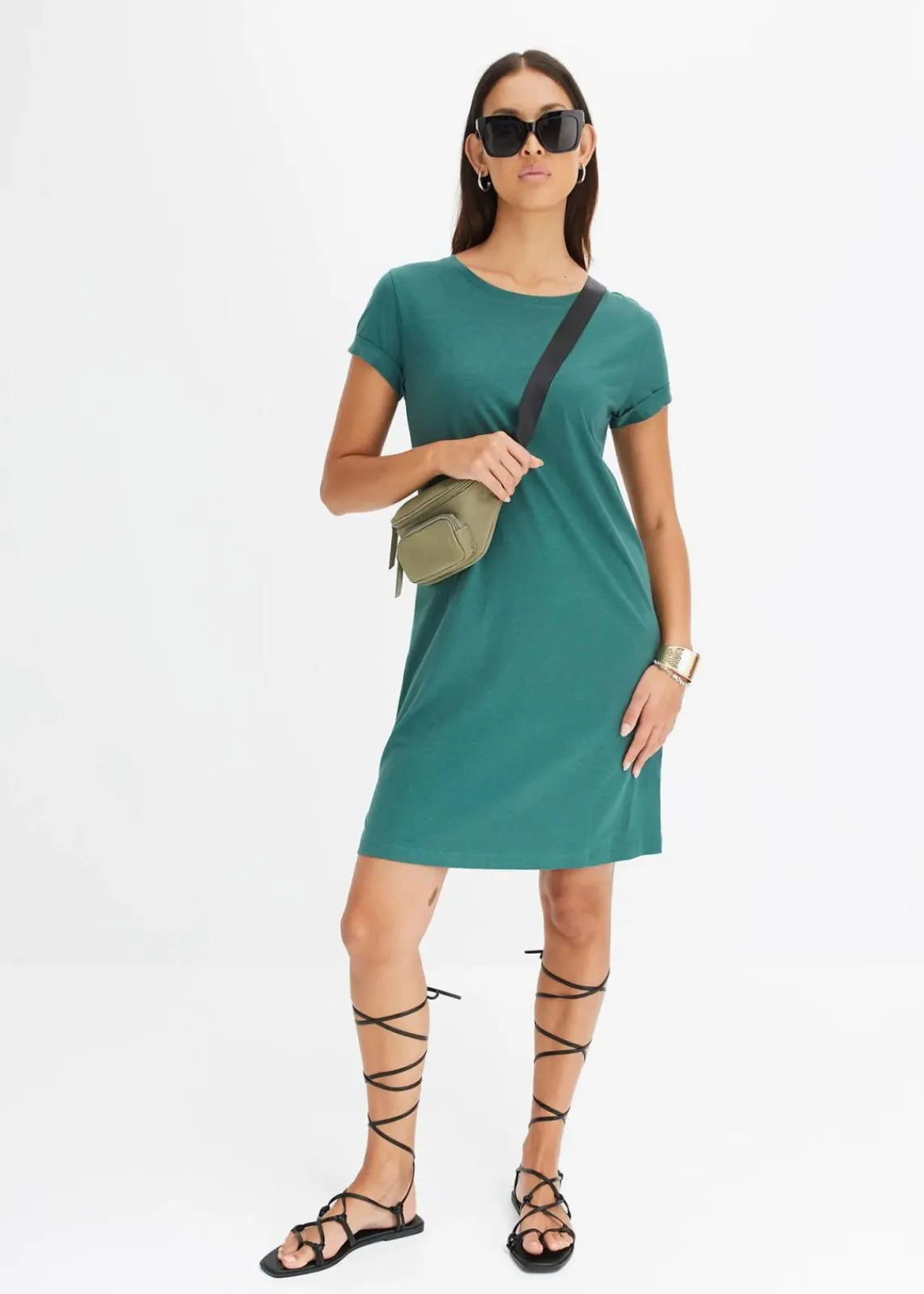 bonprix Kleider|Nachhaltigere Materialien^Oversize Shirtkleid mattgrün