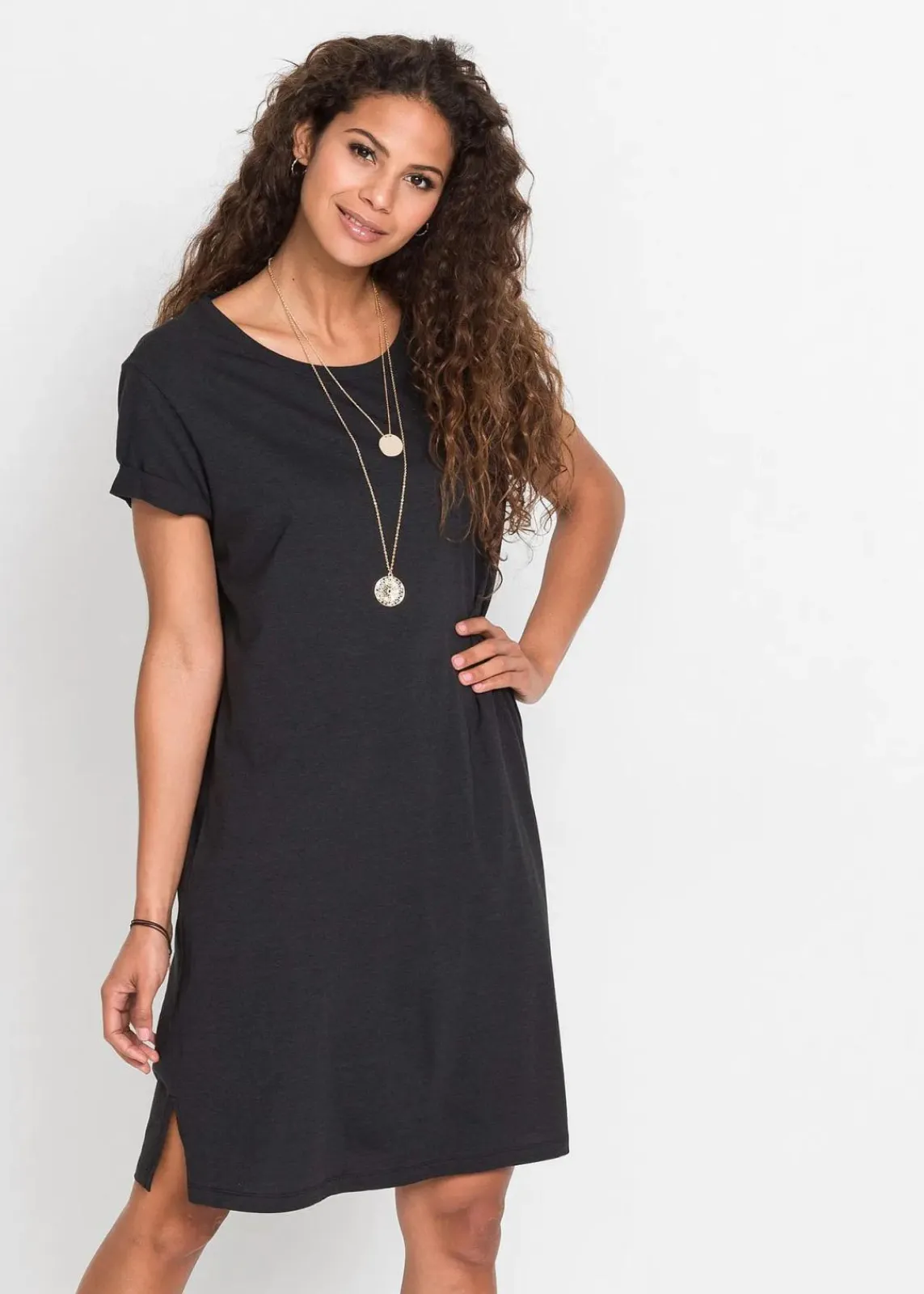 bonprix Basics|Nachhaltigere Materialien^Oversize Shirtkleid schwarz