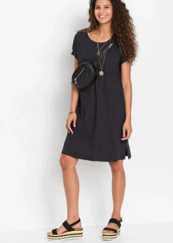 bonprix Basics|Nachhaltigere Materialien^Oversize Shirtkleid schwarz